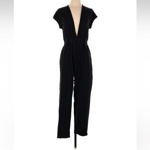 Free People Black Deep V-Neck Jumpsuit